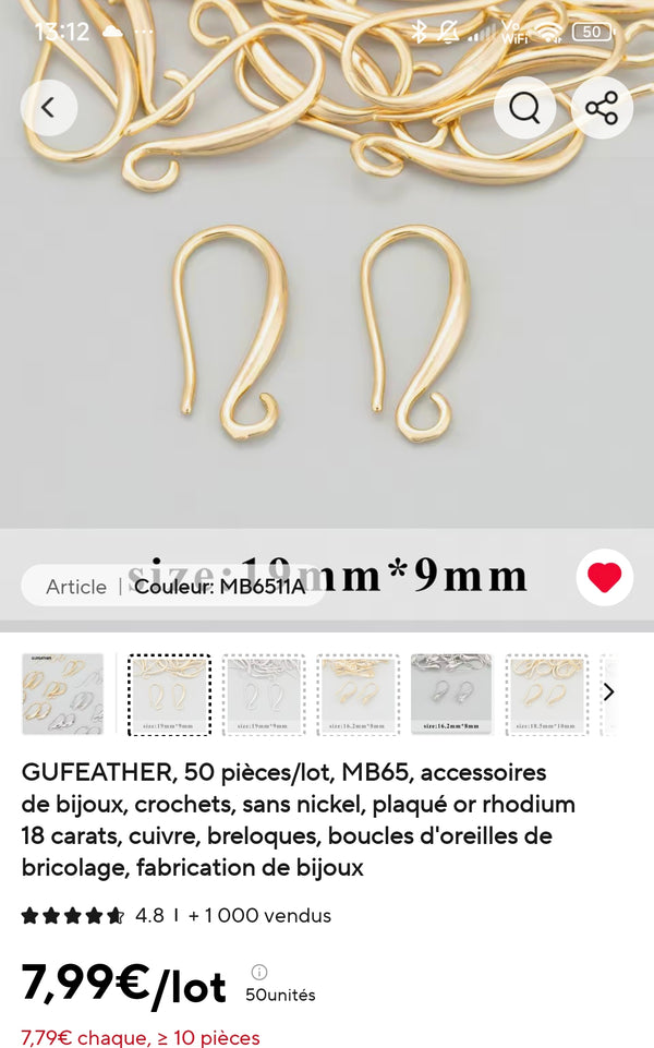 Créoles plaqué or 18 carats