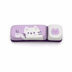barrette chat kawaii enfant mauve et blanche avec tasse de chocolat chaud