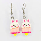 boucles d’oreilles lapin kawaii glace blanc pour enfant en acier inoxydable