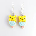 boucles d’oreilles ourson kawaii glace jaune pour enfant en acier inoxydable