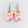 boucles d’oreilles souris kawaii glace rose pour enfant en acier inoxydable