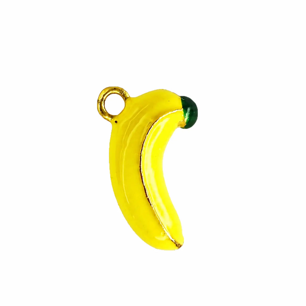 Charm banane doré et émaillé jaune Zaza sur fond blanc