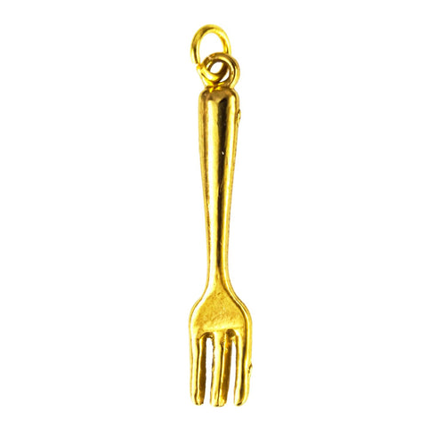 alt="charm mini fourchette dorée pour bracelet et collier personnalisé"