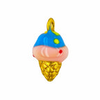 profil du charm glace kawaii coloré avec détails dorés et style gourmand