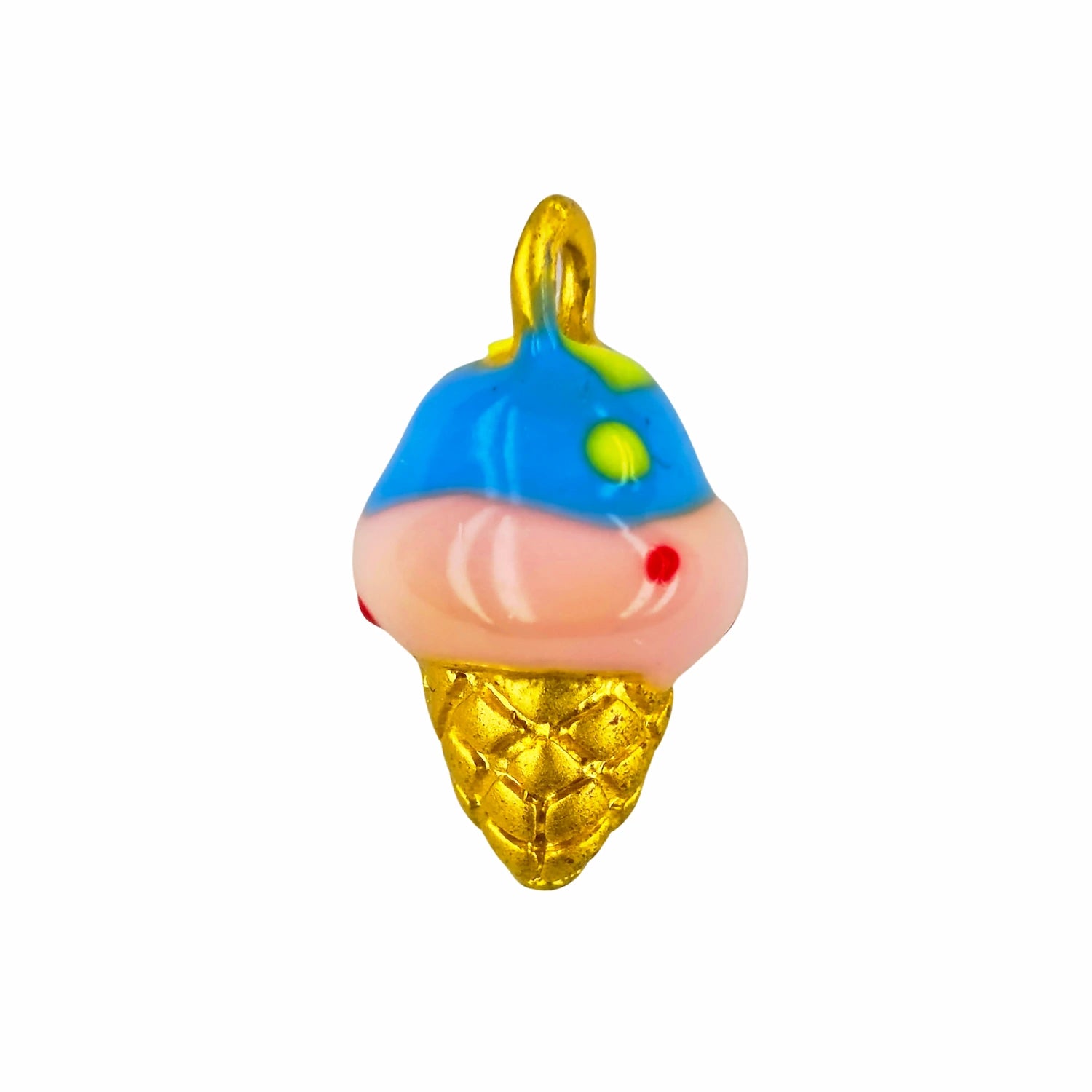 profil du charm glace kawaii coloré avec détails dorés et style gourmand