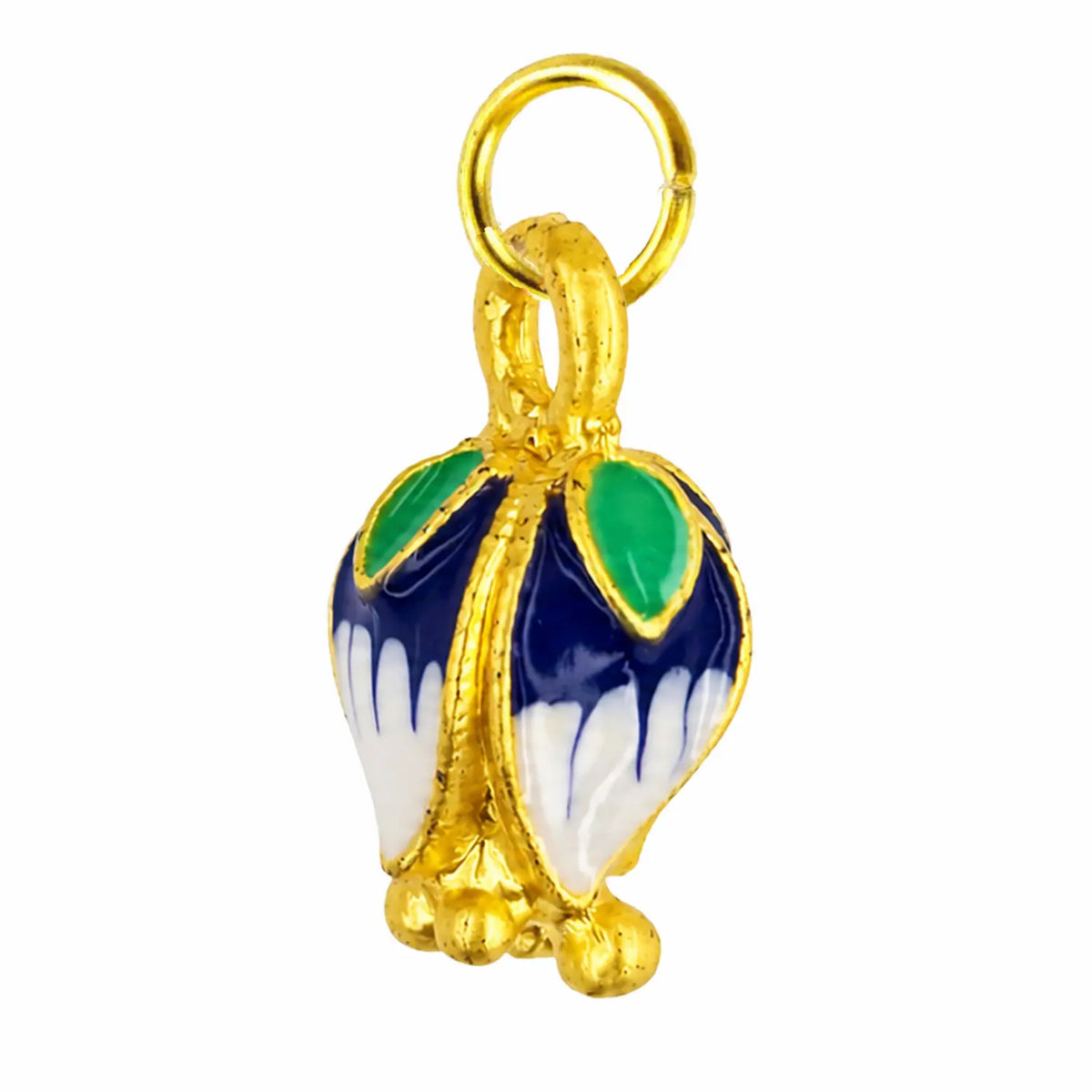 Charm fleur bleue Nami vu de dos avec anneau sur fond blanc